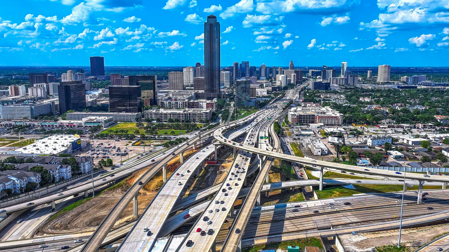 UPTOWN HOUSTON 4K DRONE STOCK VIDEO